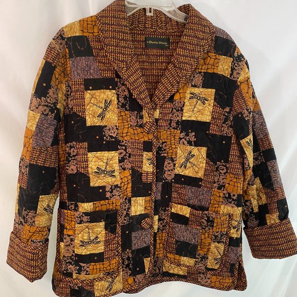 Donna Sharp Vintage Quilted Patchwork Dragonfly Blazer Jacket EUC Women's Size M - Picture 7 of 12